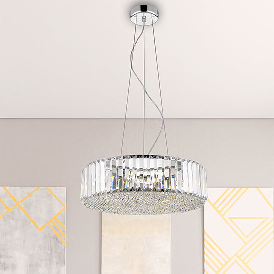 Belgravia 5 Bulbs Decorative Ceiling Pendant Light In Chrome And Clear