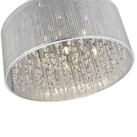 Crystal 7 Bulbs Palace Flush Ceiling Light In Chrome And Sliver