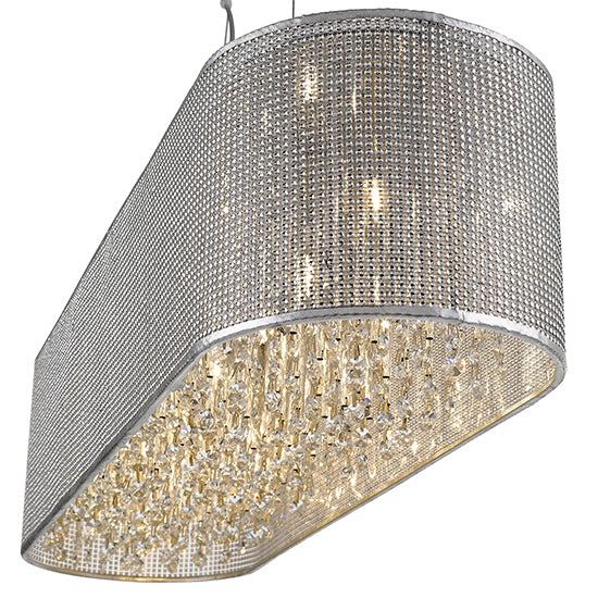 Crystal 6 Bulbs Palace Decorative Ceiling Pendant Light In Chrome And Sliver