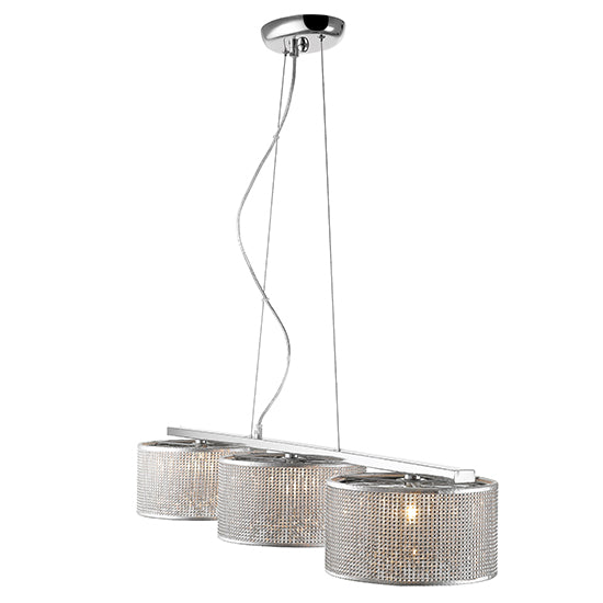 Crystal 3 Bulbs Palace Decorative Ceiling Pendant Light In Chrome And Sliver