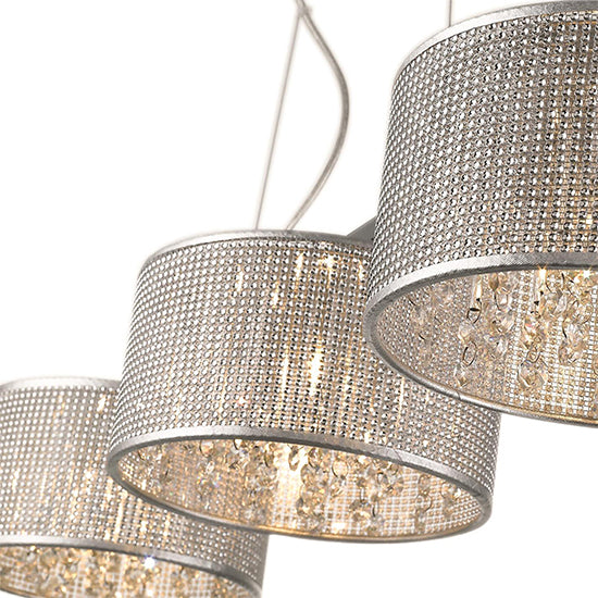 Crystal 3 Bulbs Palace Decorative Ceiling Pendant Light In Chrome And Sliver