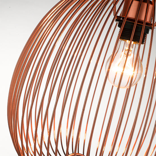 Dollis 1 Bulb Wire Birdcage Effect Ceiling Pendant Light In Copper