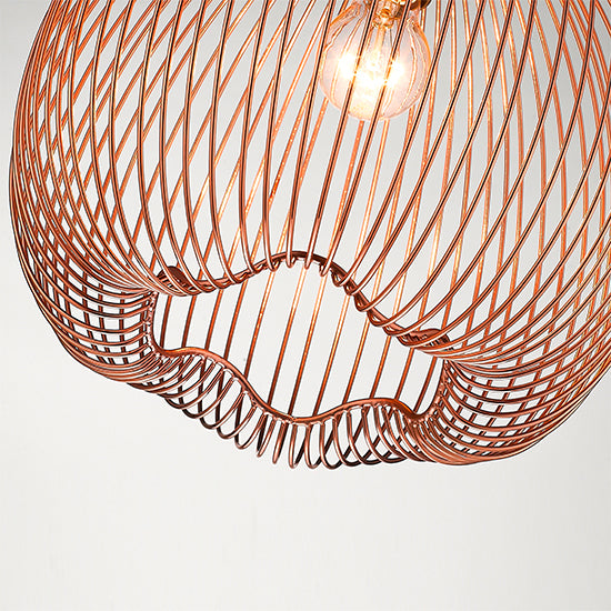 Dollis 1 Bulb Wire Birdcage Effect Ceiling Pendant Light In Copper
