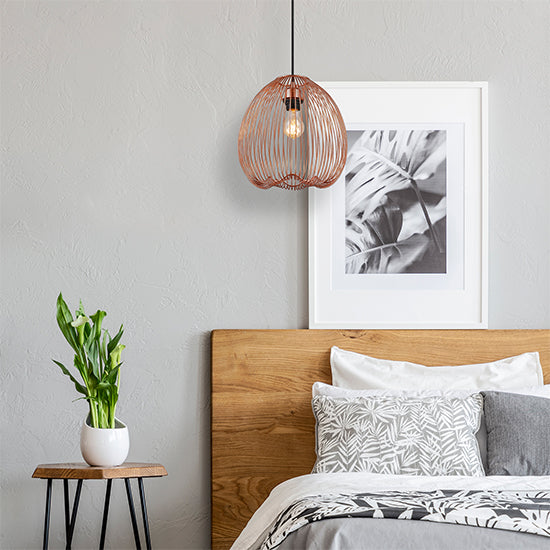 Dollis 1 Bulb Wire Birdcage Effect Ceiling Pendant Light In Copper