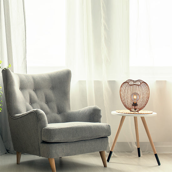 Dollis 1 Bulb Wire Birdcage Effect Table Lamp In Copper