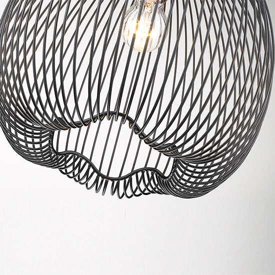 Dollis 1 Bulb Wire Birdcage Effect Ceiling Pendant Light In Matt Black