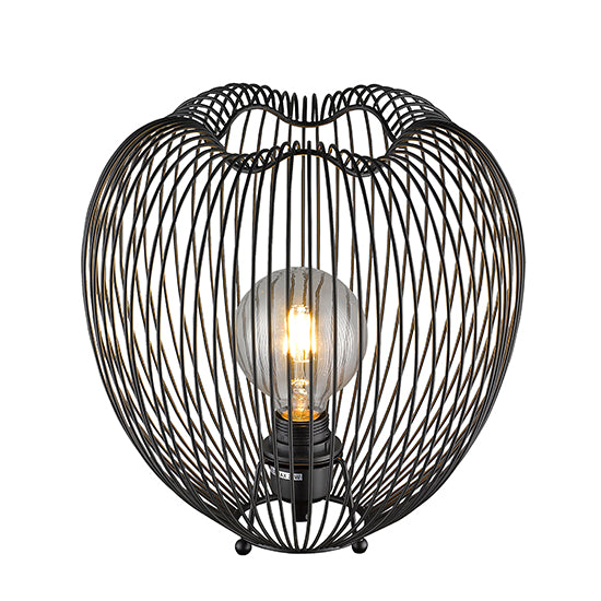 Dollis 1 Bulb Wire Birdcage Effect Table Lamp In Matt Black