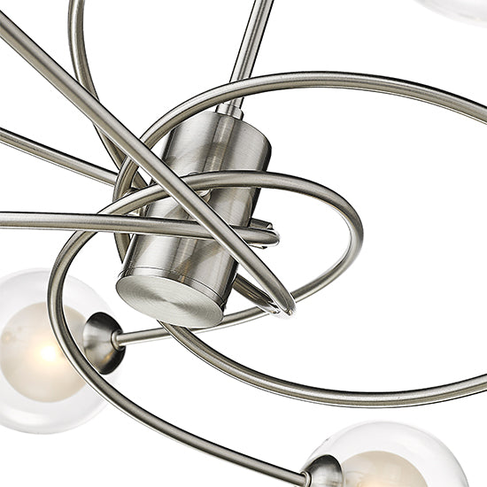 Dolores 8 Bulbs Large Semi-Flush Ceiling Light In Satin Nickel