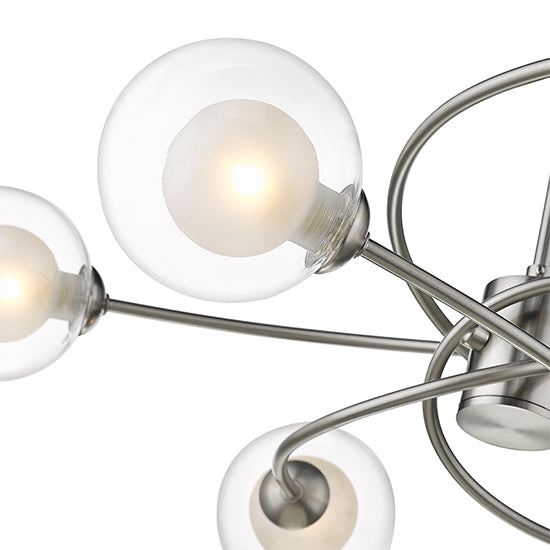 Dolores 6 Bulbs Semi-Flush Ceiling Light In Satin Nickel