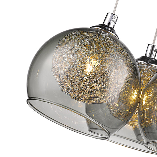 Ealing 6 Bulbs Decorative Ceiling Pendant Light In Chrome And Smoked Grey