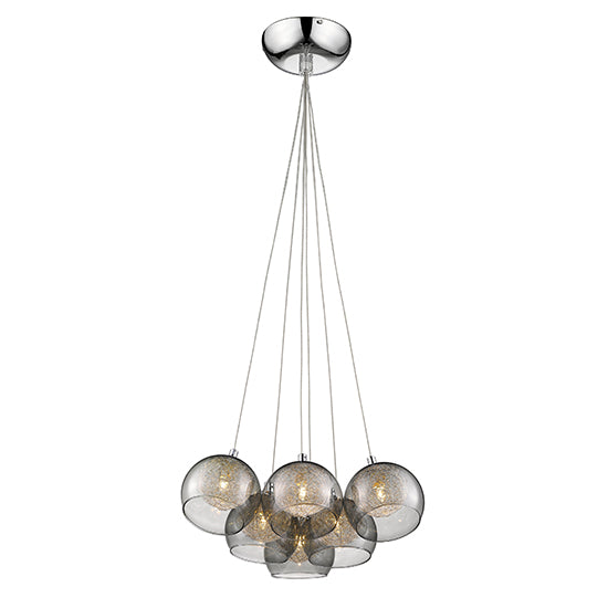 Ealing 6 Bulbs Decorative Ceiling Pendant Light In Chrome And Smoked Grey