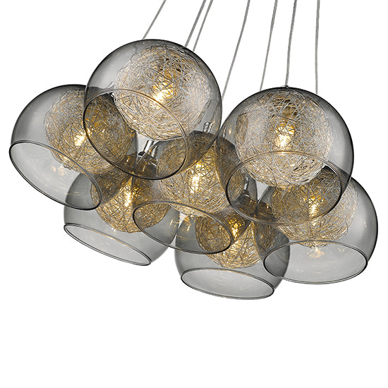 Ealing 7 Bulbs Decorative Ceiling Pendant Light In Chrome And Smoked Grey