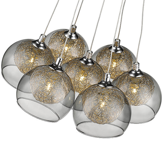 Ealing 7 Bulbs Decorative Ceiling Pendant Light In Chrome And Smoked Grey