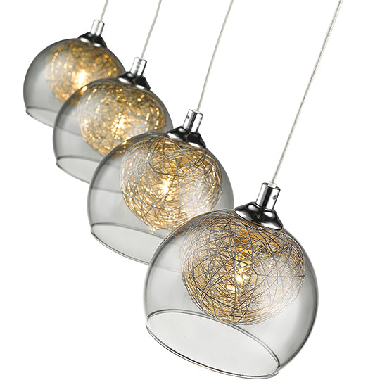 Ealing 4 Bulbs Decorative Ceiling Pendant Light In Chrome And Smoked Grey