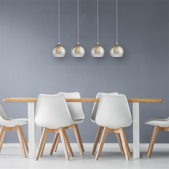 Ealing 4 Bulbs Decorative Ceiling Pendant Light In Chrome And Smoked Grey