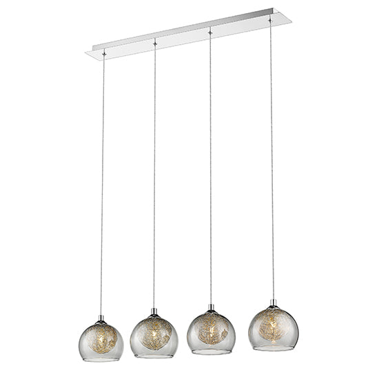 Ealing 4 Bulbs Decorative Ceiling Pendant Light In Chrome And Smoked Grey