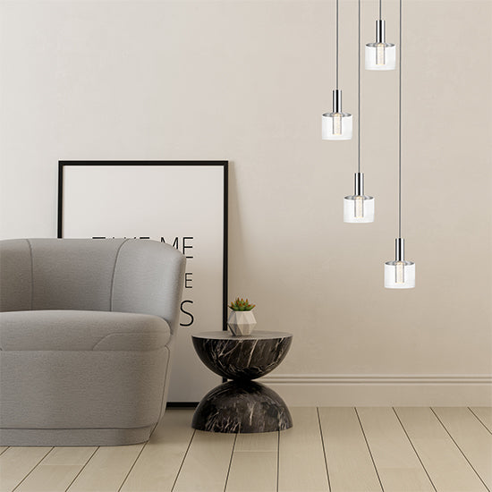 Evita 4 Bulbs Decorative Round Ceiling Pendant Light In Chrome