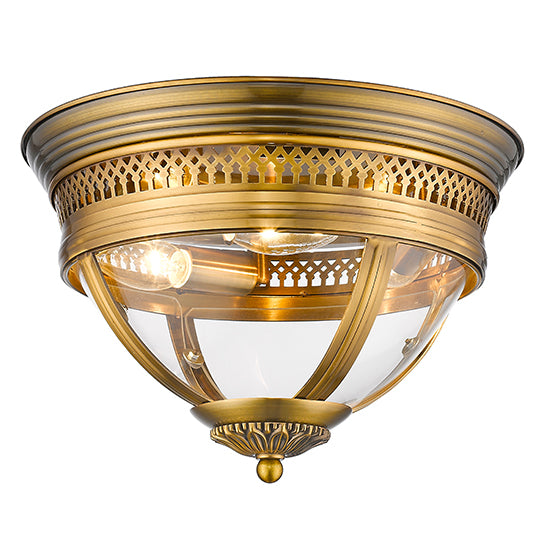 Hampstead 3 Bulbs Flush Ceiling Light In Brass