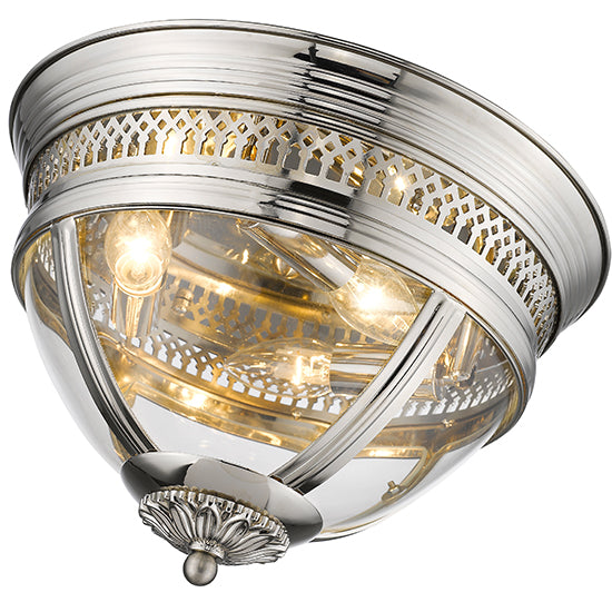 Hampstead 3 Bulbs Flush Ceiling Light In Nickel