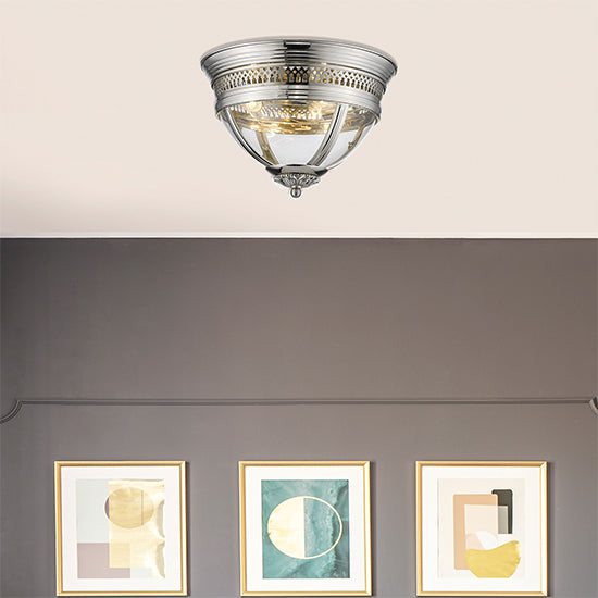 Hampstead 3 Bulbs Flush Ceiling Light In Nickel