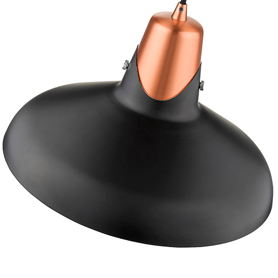 Hanwell 1 Bulb Ceiling Pendant Light In Matt Black And Copper