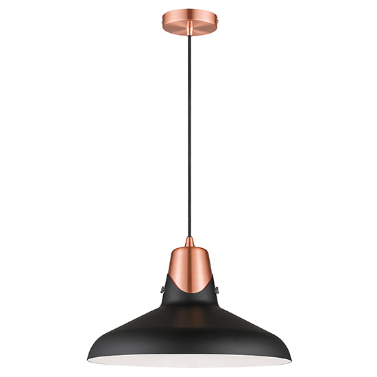 Hanwell 1 Bulb Ceiling Pendant Light In Matt Black And Copper