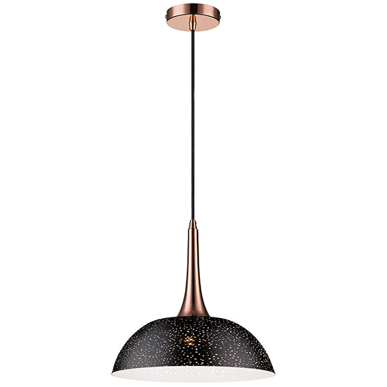 Holborn 1 Bulb Round Ceiling Pendant Light In Black And Copper