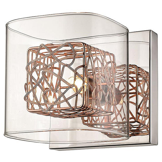 Holland 1 Clear Glass Shade Bulb Wall Light In Copper