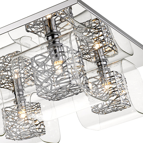 Holland 4 Clear Glass Shade Bulbs Flush Ceiling Light In Chrome