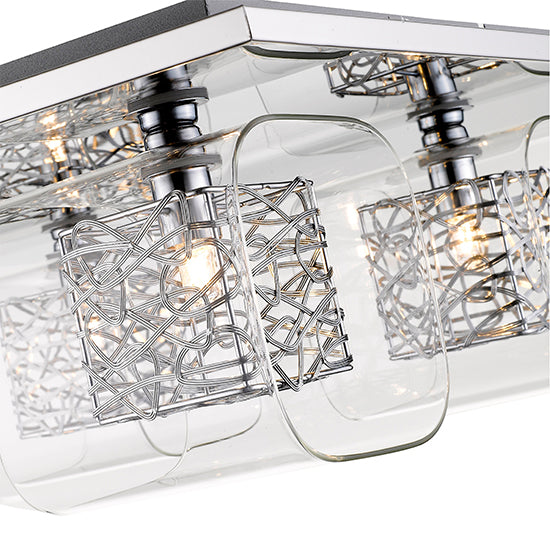 Holland 4 Clear Glass Shade Bulbs Flush Ceiling Light In Chrome