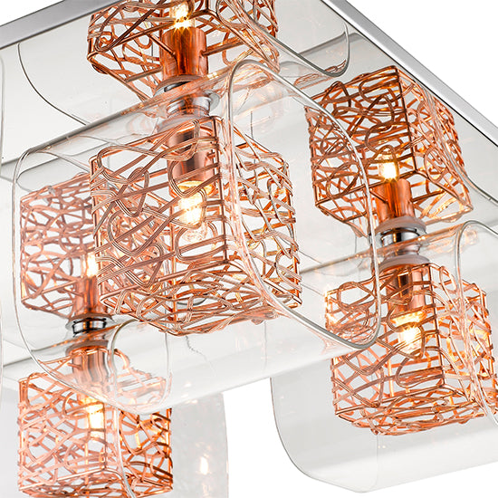Holland 4 Clear Glass Shade Bulbs Flush Ceiling Light In Copper