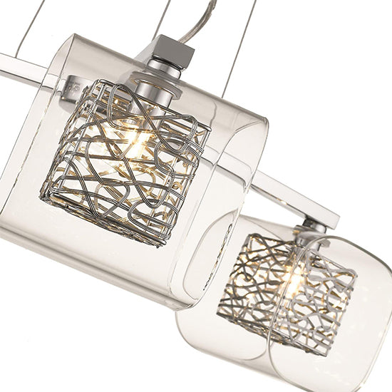 Holland 3 Clear Glass Shade Bulbs Decorative Ceiling Pendant Light In Chrome