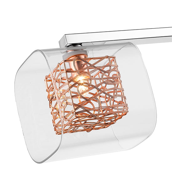Holland 3 Clear Glass Shade Bulbs Flush Ceiling Light In Copper