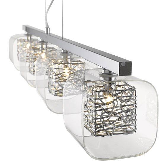 Holland 4 Clear Glass Shade Bulbs Decorative Ceiling Pendant Light In Chrome