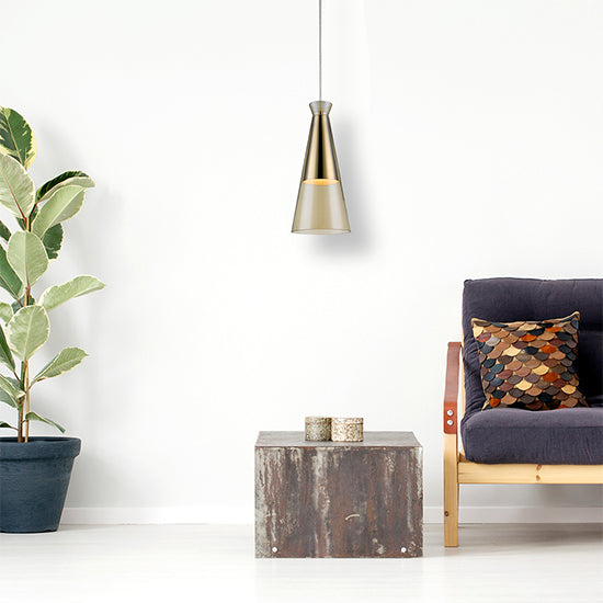 Kentish 1 Bulb Ceiling Pendant Light In Champagne Gold
