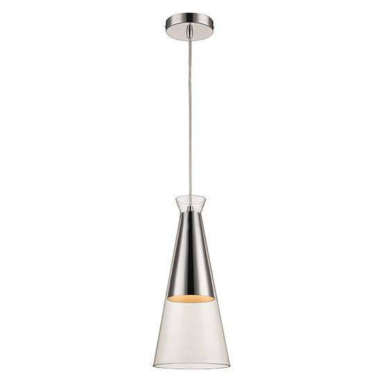 Kentish 1 Bulb Ceiling Pendant Light In Clear And Chrome