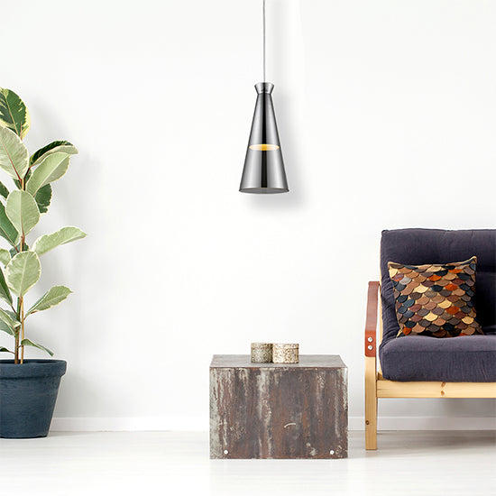 Kentish 1 Bulb Ceiling Pendant Light In Smoked Grey And Chrome