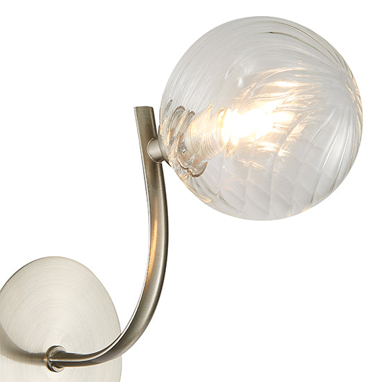 Kettlewell 1 Grooved Swirls Glass Globe Bulb Wall Light In Satin Nickel