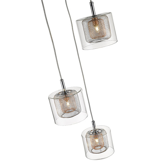 Lewisham 3 Glass Shade Bulbs Decorative Ceiling Pendant Light In Copper