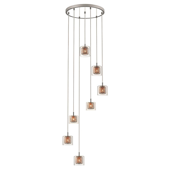 Lewisham 7 Glass Shade Bulbs Decorative Ceiling Pendant Light In Copper
