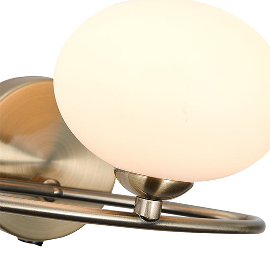 Leyburn 1 Opal Glass Globe Bulb Wall Light In Antique Brass