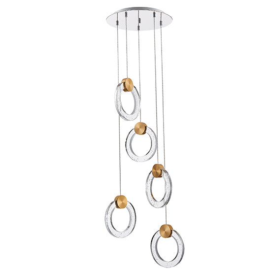 Linton 5 Spherical Shaped Glass Decorative Ceiling Pendant Light In Gold