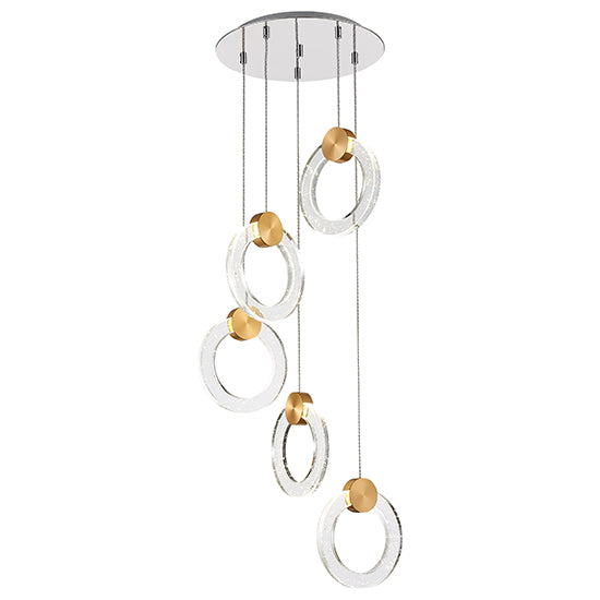 Linton 5 Spherical Shaped Glass Decorative Ceiling Pendant Light In Gold