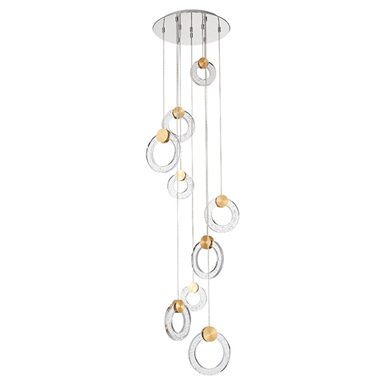 Linton 9 Spherical Shaped Glass Decorative Ceiling Pendant Light In Gold