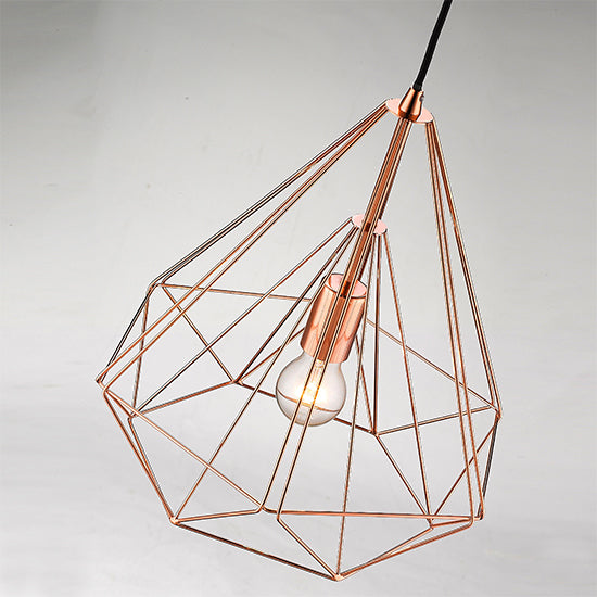 Merton 1 Bulb Double-Layered Cage Small Ceiling Pendant Light In Copper