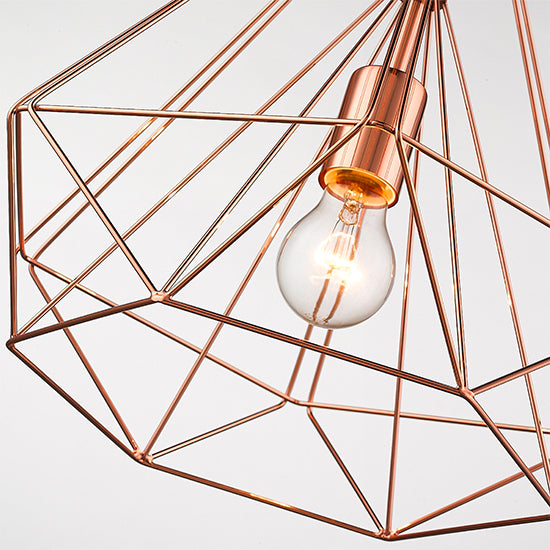 Merton 1 Bulb Double-Layered Cage Small Ceiling Pendant Light In Copper