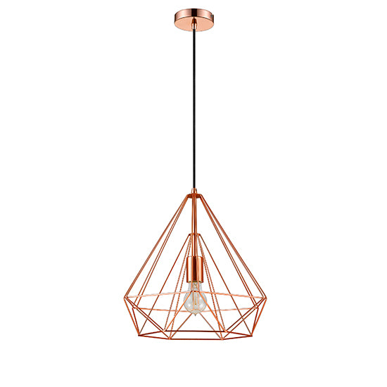 Merton 1 Bulb Double-Layered Cage Small Ceiling Pendant Light In Copper