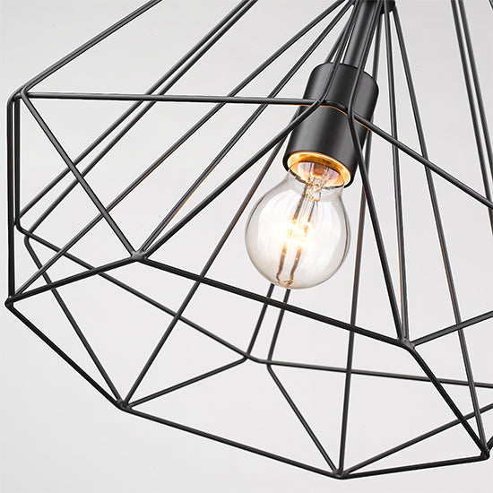 Merton 1 Bulb Double-Layered Cage Small Ceiling Pendant Light In Matt Black