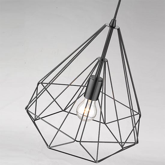 Merton 1 Bulb Double-Layered Cage Small Ceiling Pendant Light In Matt Black