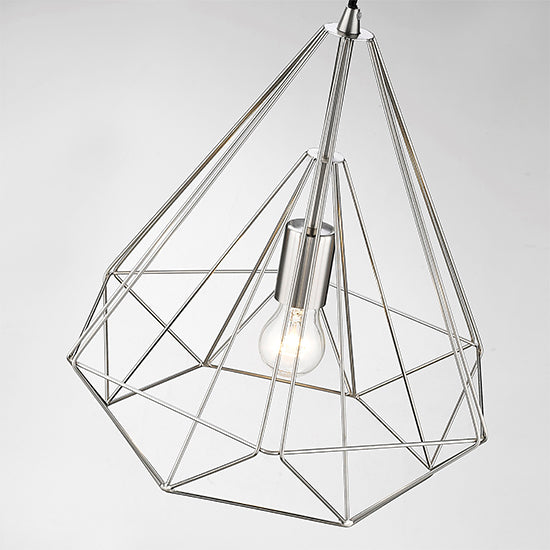 Merton 1 Bulb Double-Layered Cage Small Ceiling Pendant Light In Satin Nickel
